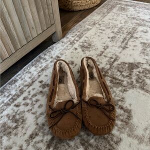 UGG Women's Tan Moccasins with Bow Detail